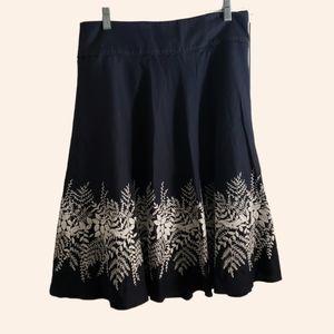 Ann Taylor Black w/ White Embroidery Skirt